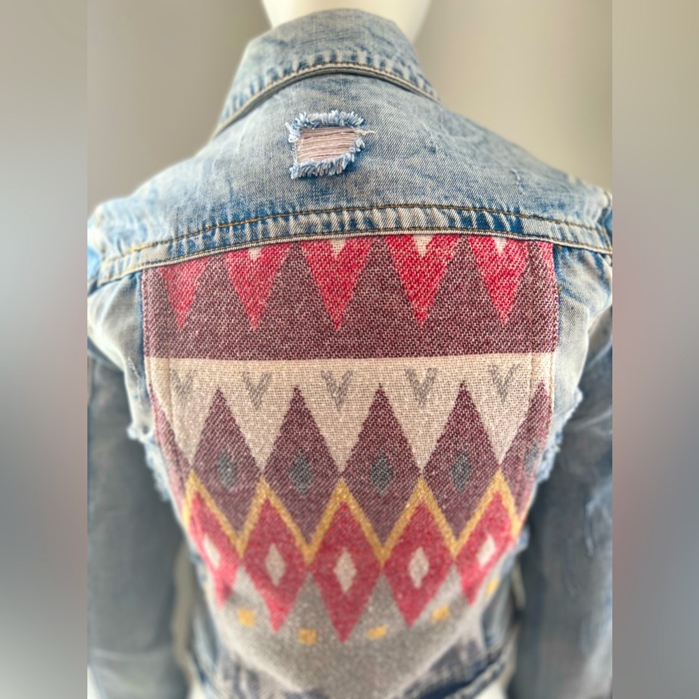 White Crow distressed Boho denim jacket